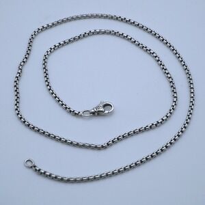 David Yurman Sterling Silver 2.7mm Box Chain Necklace 22 Inch 925 DY Logo Clasp